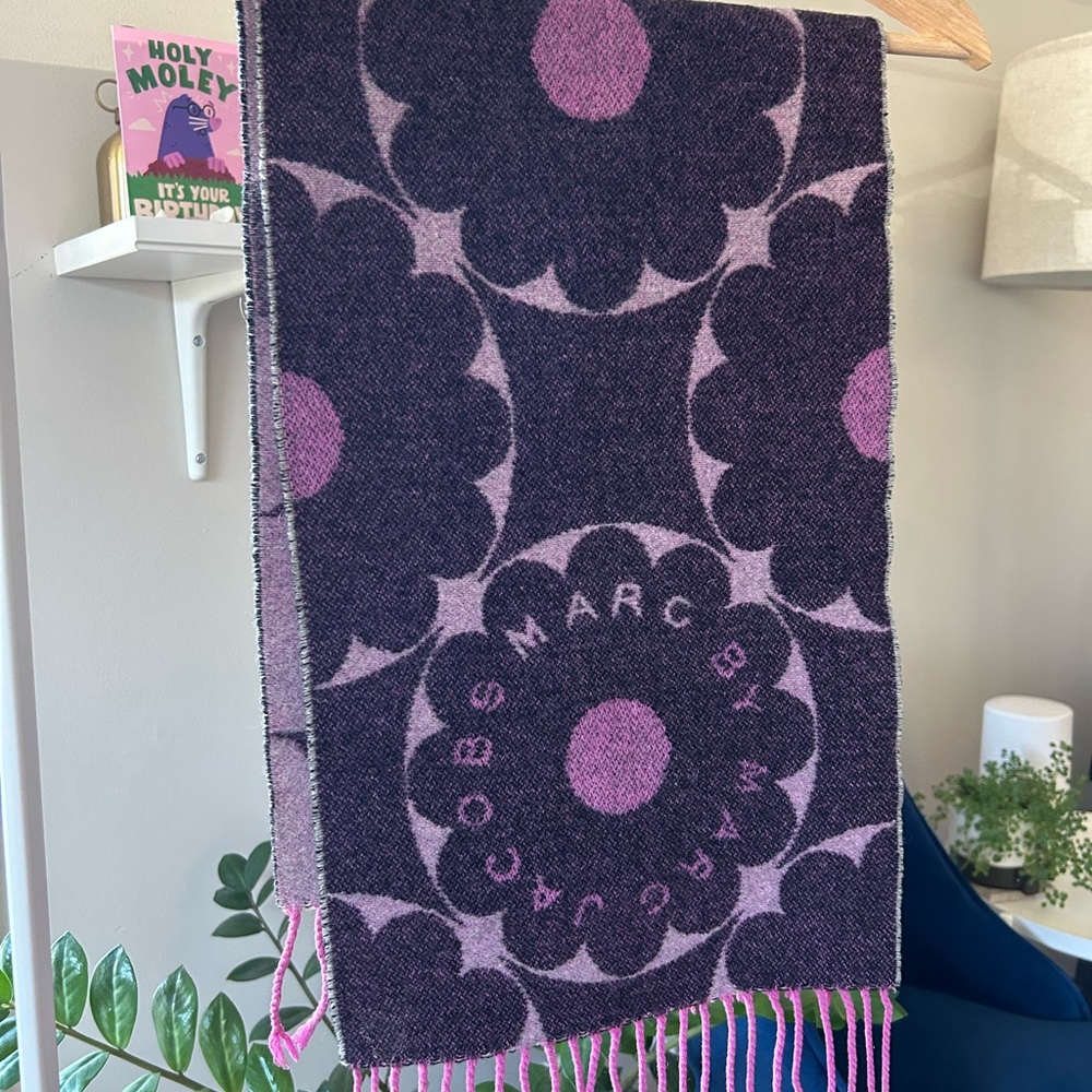 Marc by Marc Jacobs Pink and Purple Gray Wool Scarf